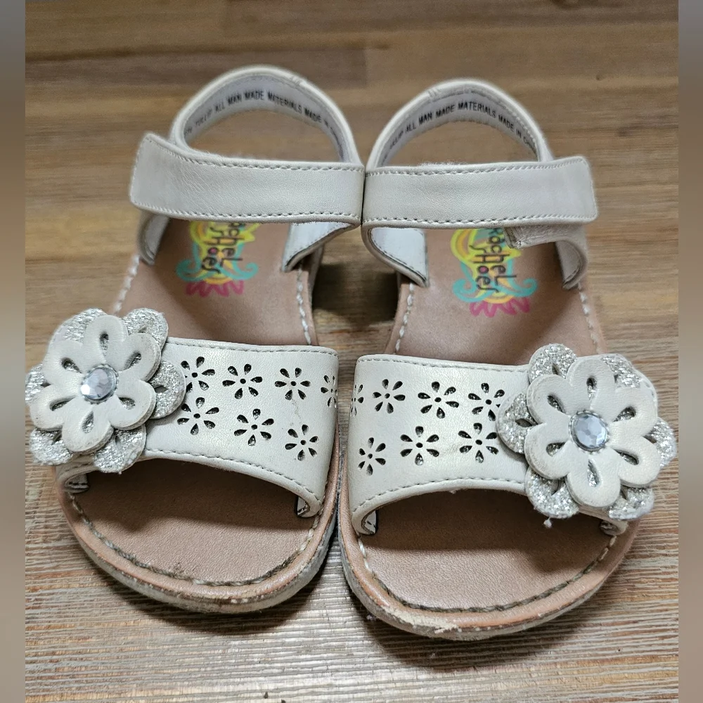 RACHEL SHOES Tullip Toddler Cream Sandals with Floral Design